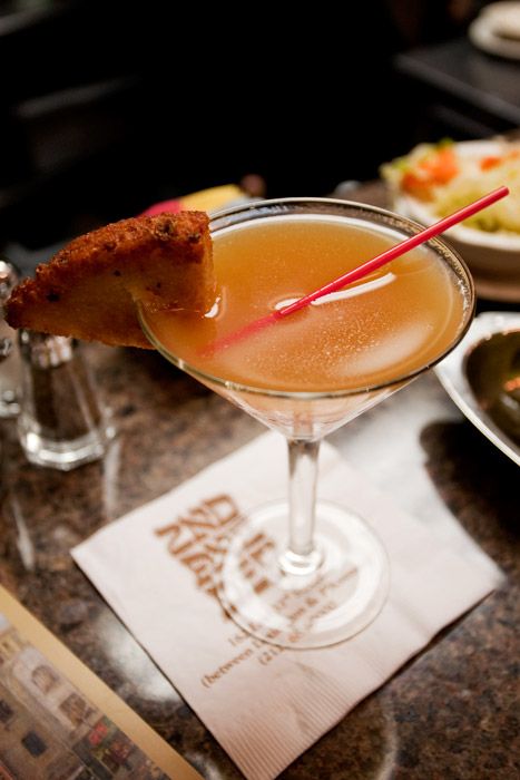 The vaunted apple latke martini. Sure, it has oil floating in it, but you're not going to the 2nd Ave Deli to eat modestly.